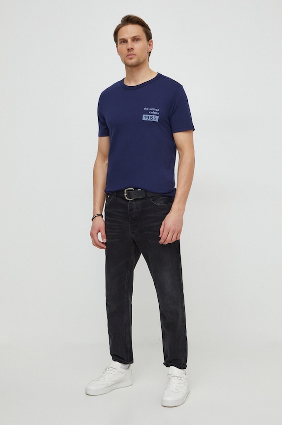 United Colors of Benetton tricou din bumbac 3I1XU100A bleumarin SS24