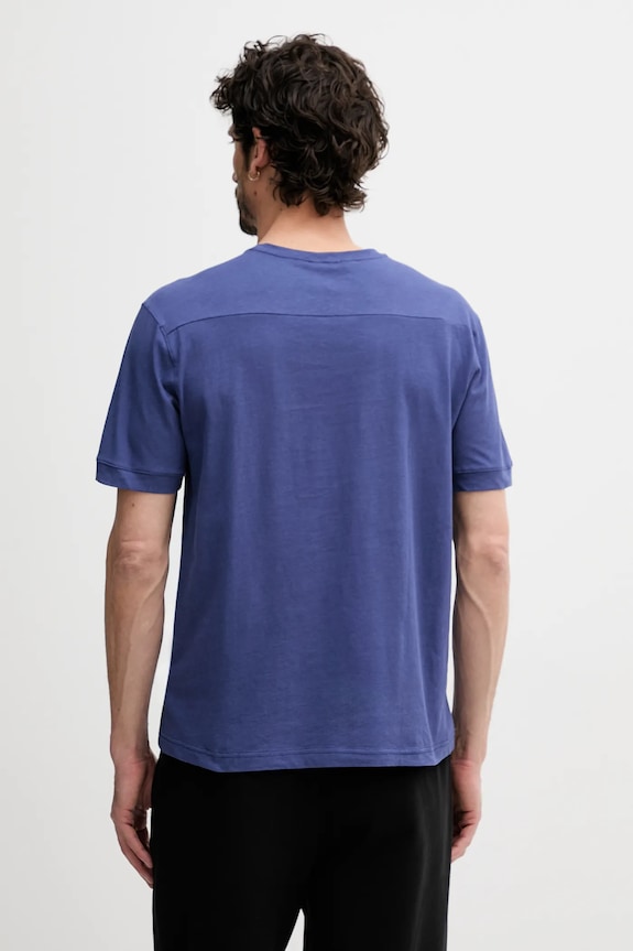 Ρούχα Μπλουζάκι με λινό μείγμα United Colors of Benetton 33CMU101R σκούρο μπλε