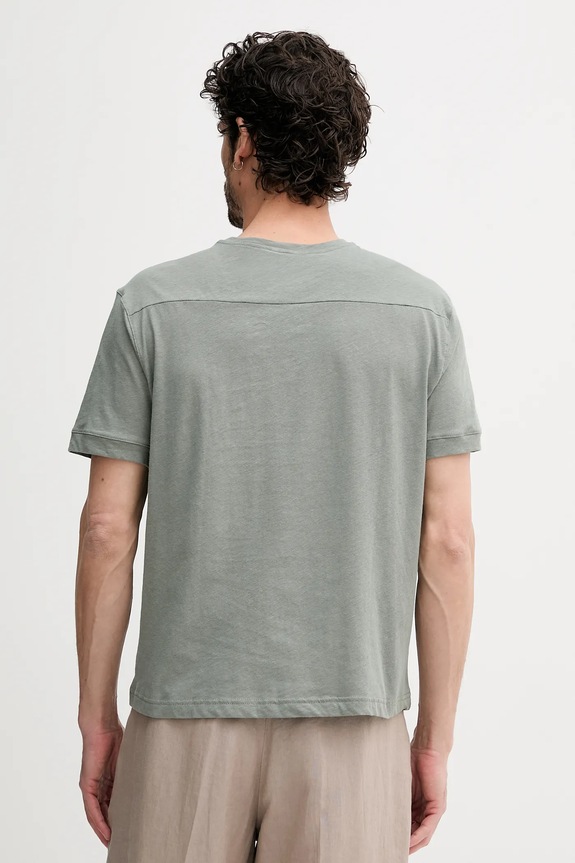 Ρούχα Μπλουζάκι με λινό μείγμα United Colors of Benetton 33CMU101R πράσινο