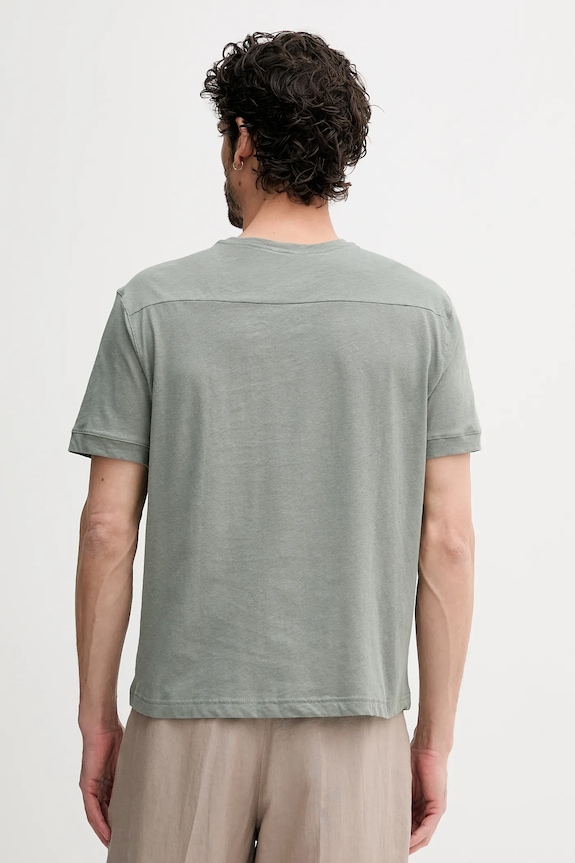Ρούχα Μπλουζάκι με λινό μείγμα United Colors of Benetton 33CMU101R πράσινο
