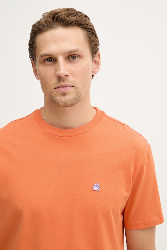 Bavlnené tričko United Colors of Benetton oranžová 3MI5J1AF7
