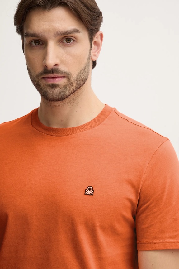 United Colors of Benetton tricou din bumbac portocaliu 3MI5J1AF7