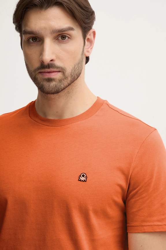 United Colors of Benetton tricou din bumbac portocaliu 3MI5J1AF7