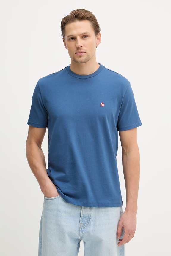 United Colors of Benetton tricou din bumbac albastru 3MI5J1AF7