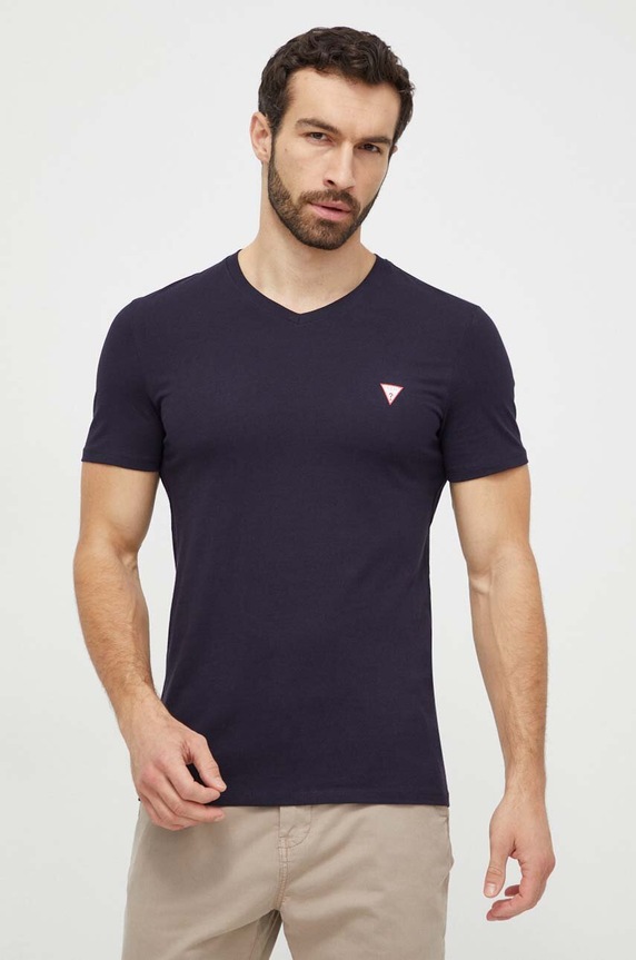 Bavlněné tričko Guess potisk námořnická modř M2YI37.I3Z14
