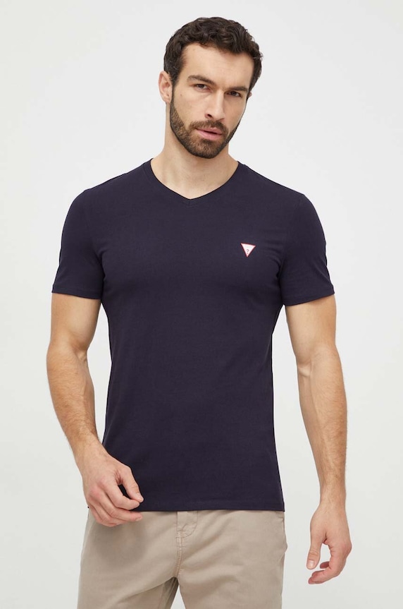 Bavlněné tričko Guess potisk námořnická modř M2YI37.I3Z14