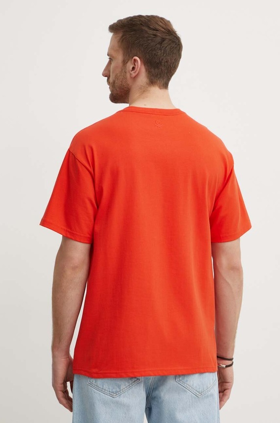 Ρούχα Βαμβακερό μπλουζάκι United Colors of Benetton 3MI6U108T πορτοκαλί