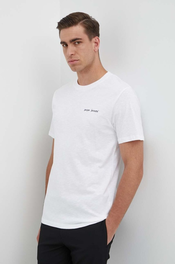 Oblečenie Bavlnené tričko Pepe Jeans CLAUS PM509368 biela