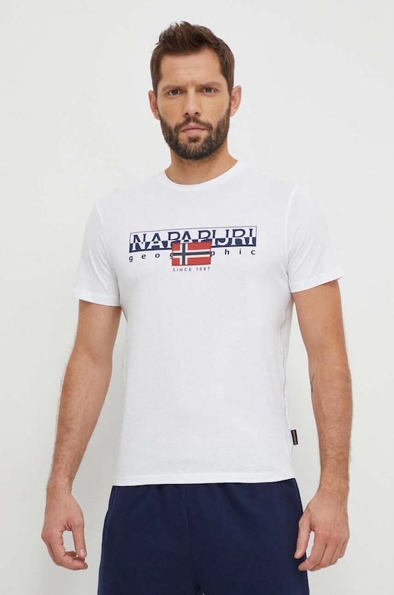 Napapijri t-shirt in cotone sovrastampa bianco NP0A4HTO0021