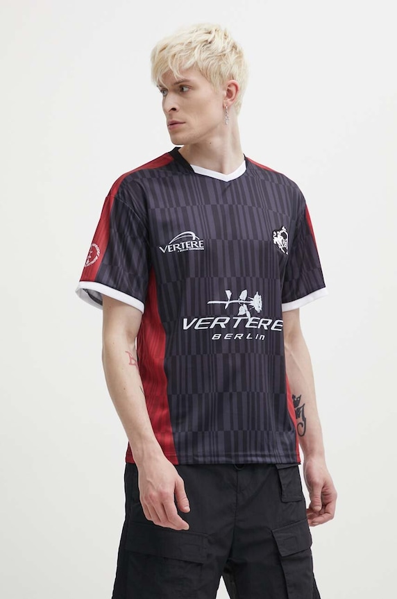 Majica kratkih rukava Vertere Berlin SOCCER natpis crna VER.T242