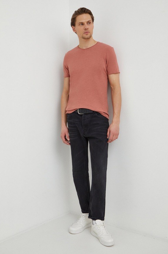 Sisley t-shirt bawełniany 3WF0S101K różowy SS25