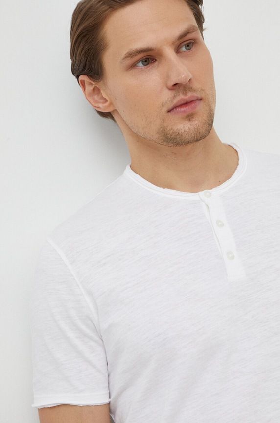 Sisley t-shirt bawełniany beżowy 3WF0S1009