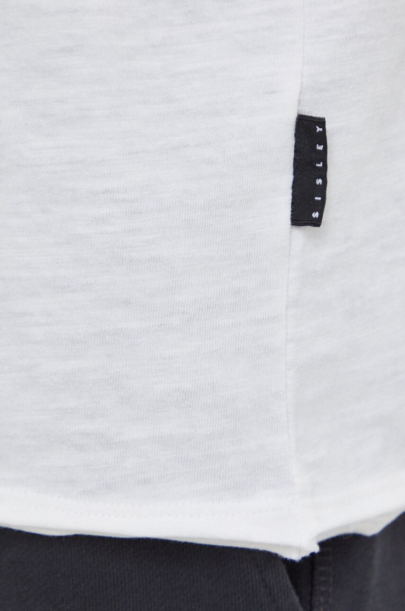 Sisley t-shirt bawełniany 3WF0S1009 beżowy