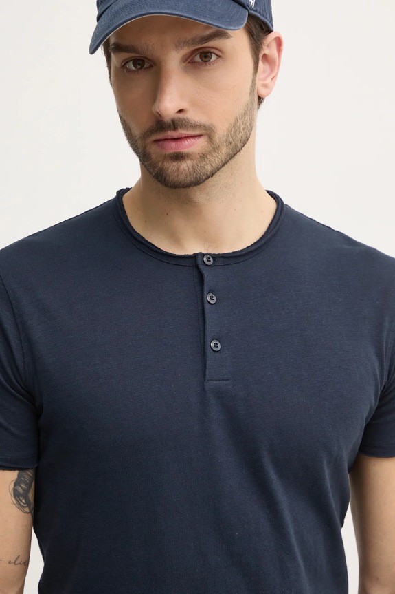 Sisley t-shirt bawełniany granatowy 3WF0S1009