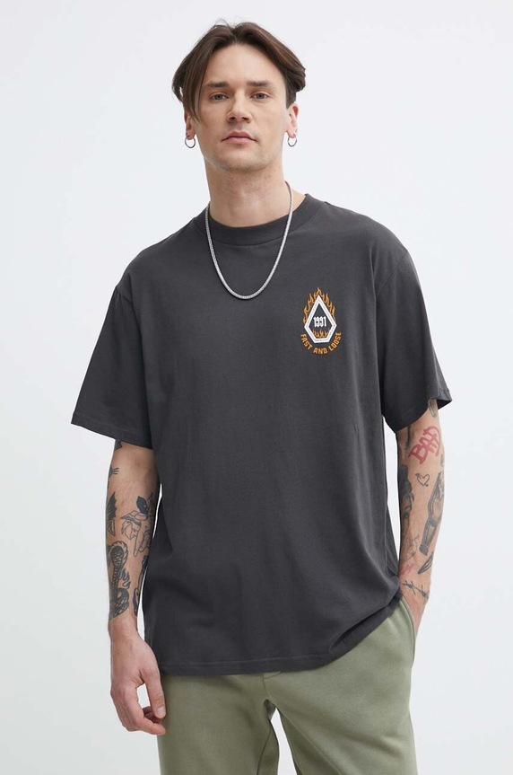 Bavlněné tričko Volcom potisk šedá A4312402