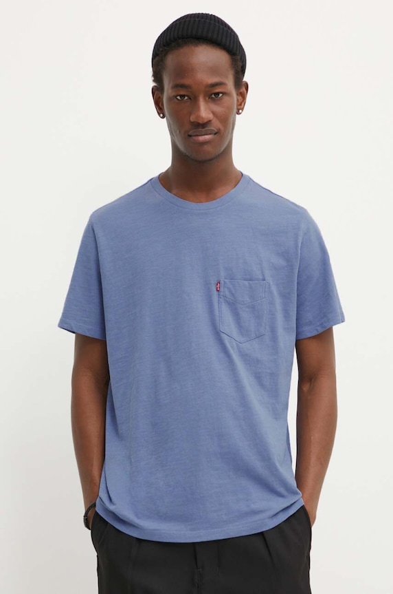 Levi's t-shirt męski bawełniany SS CLASSIC POCKET TEE nadruk fioletowy 19342