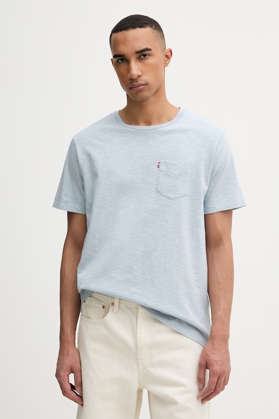 Levi's t-shirt da uomo in cotone SS CLASSIC POCKET TEE blu 19342
