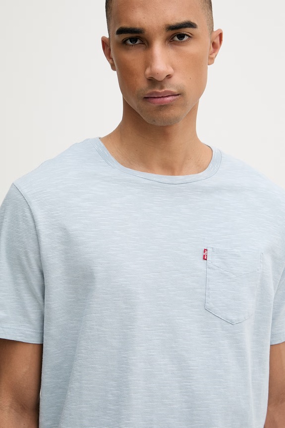 Levi's t-shirt da uomo in cotone SS CLASSIC POCKET TEE blu 19342