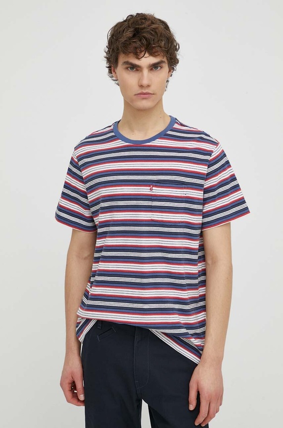 Levi's t-shirt męski bawełniany SS CLASSIC POCKET TEE nadruk niebieski 19342