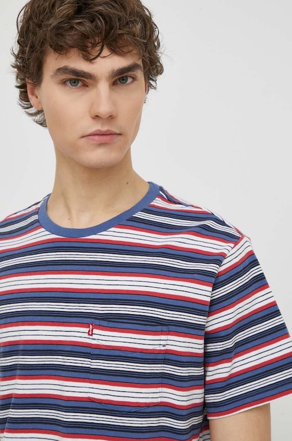 Levi's t-shirt męski bawełniany SS CLASSIC POCKET TEE niebieski 19342