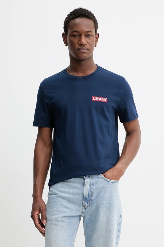 Levi's t-shirt bawełniany 2-pack nadruk granatowy 79681