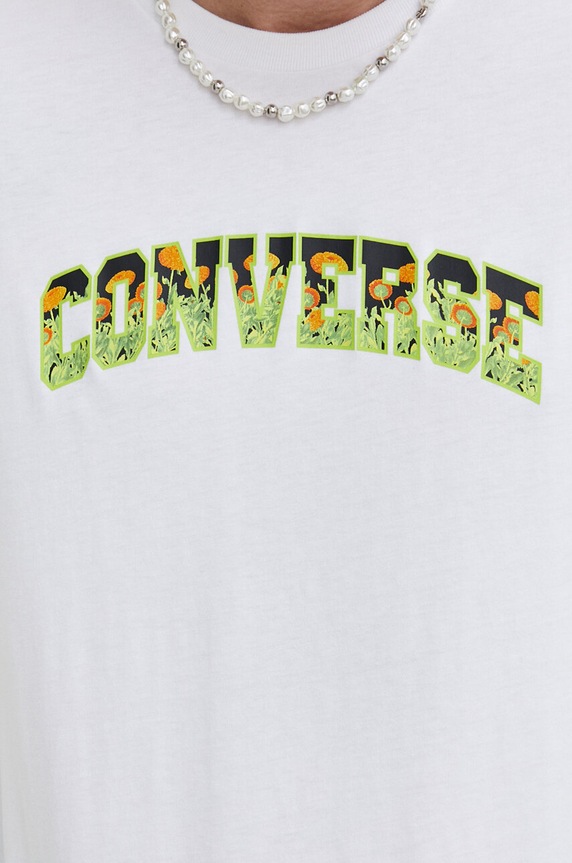 Βαμβακερό μπλουζάκι Converse 10025971.A02 μπεζ