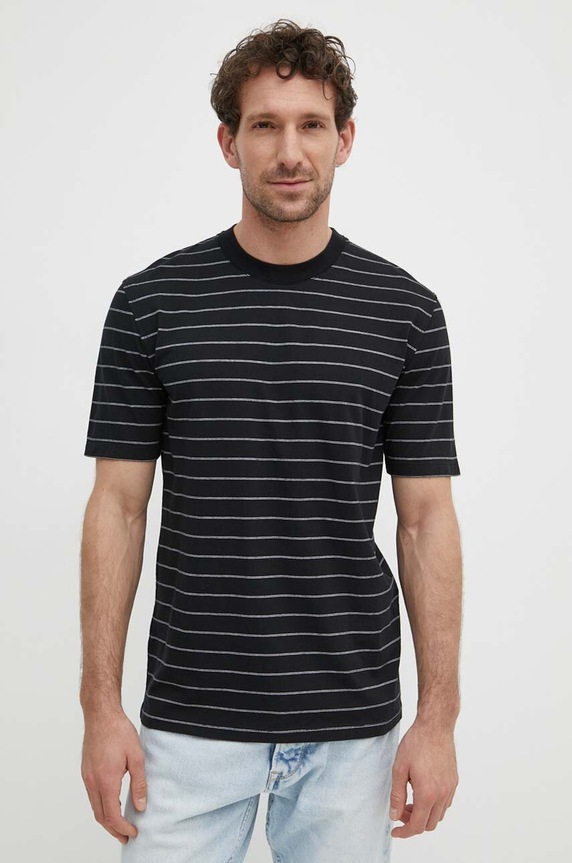 Sisley t-shirt bawełniany czarny 3QPBS103C