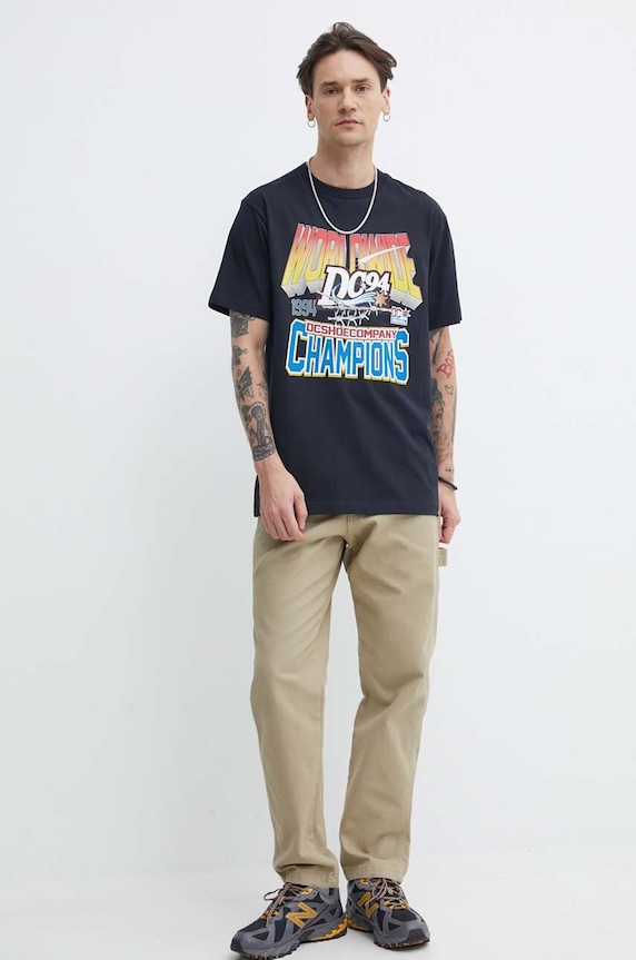DC t-shirt bawełniany The Champs ADYZT05343 czarny SS24