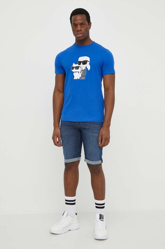 Karl Lagerfeld t-shirt bawełniany 542241.755061 niebieski SS24