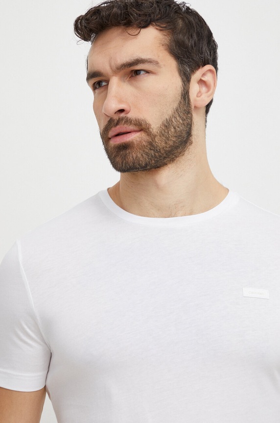 Ρούχα Βαμβακερό μπλουζάκι Calvin Klein K10K112229 λευκό