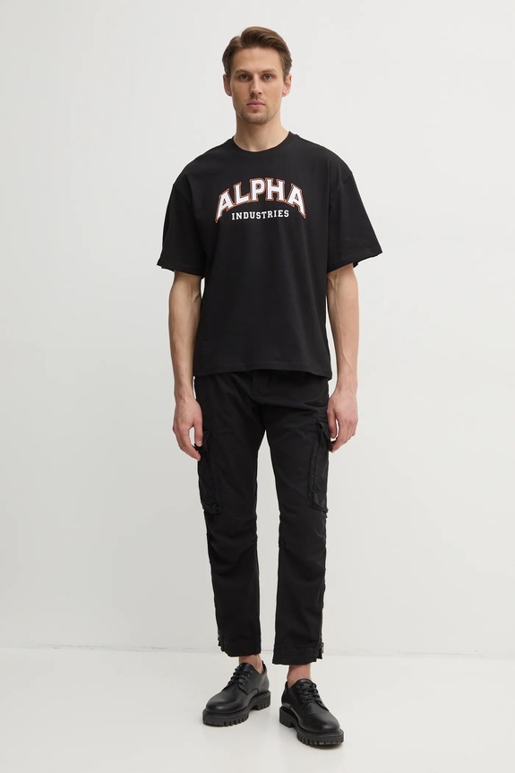 Alpha Industries pamut póló College 146501 fekete SS25