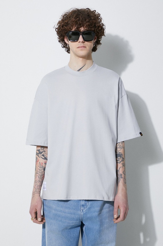 Одежда Хлопковая футболка Alpha Industries Logo BP 146507 серый
