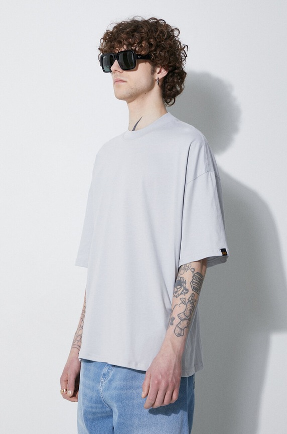 Хлопковая футболка Alpha Industries Logo BP серый 146507