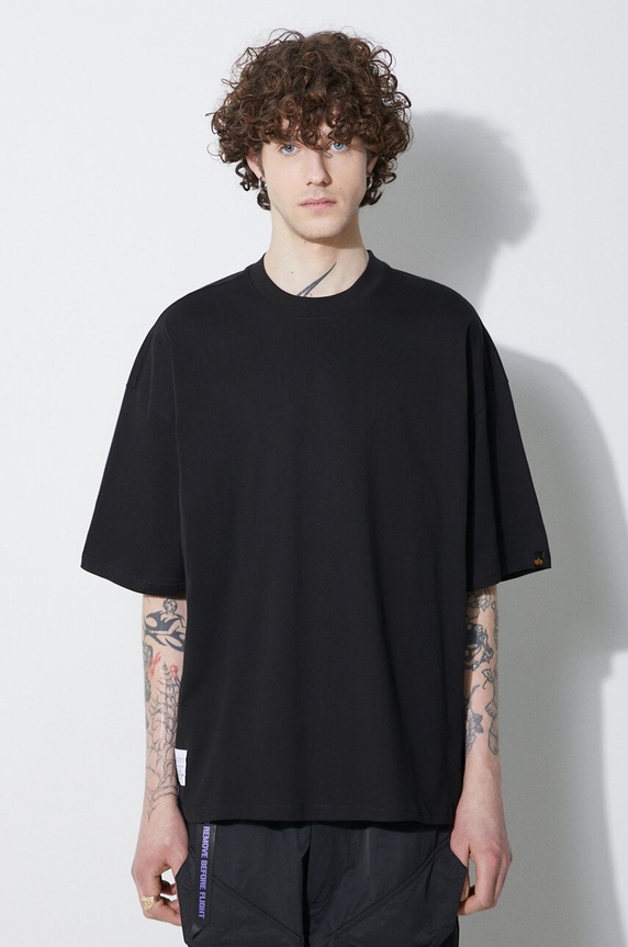Alpha Industries cotton t-shirt Logo BP relaxed black 146507