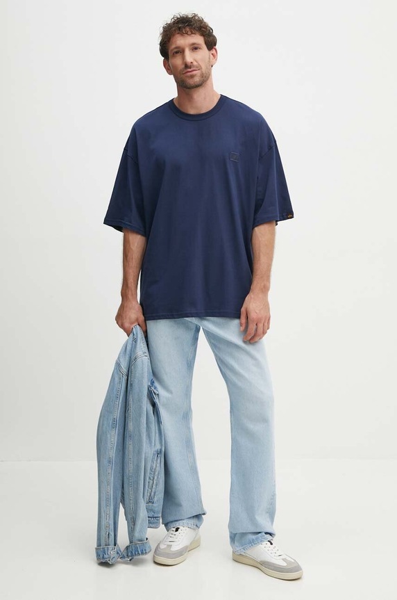 Alpha Industries t-shirt bawełniany Essentials RL aplikacja granatowy 146504