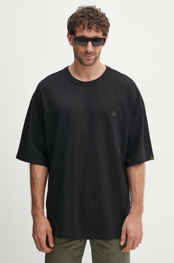 Alpha Industries t-shirt bawełniany Essentials RL aplikacja czarny 146504