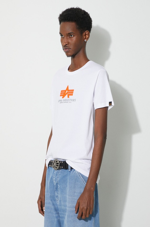 Alpha Industries t-shirt in cotone Basic Rubber bianco 100501RB