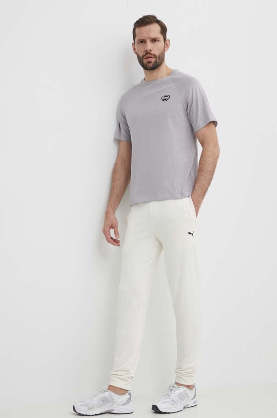 Hummel t-shirt bawełniany hmlLGC KAI REGULAR HEAVY T-SHIRT 223989 szary SS24