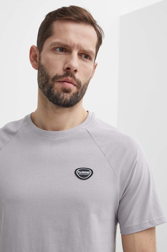 Hummel t-shirt bawełniany hmlLGC KAI REGULAR HEAVY T-SHIRT szary 223989