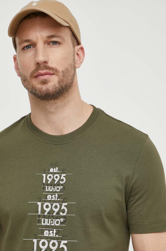Îmbrăcăminte Liu Jo tricou din bumbac M124P204PRINTCOMF verde