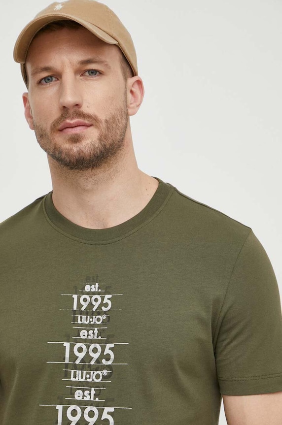 Îmbrăcăminte Liu Jo tricou din bumbac M124P204PRINTCOMF verde