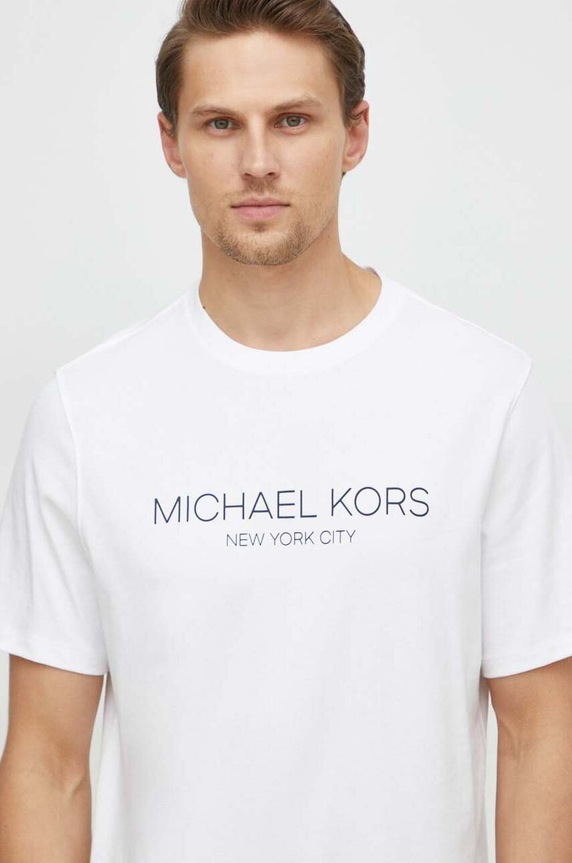 Michael Kors t-shirt bawełniany nadruk biały CS4521H1V2
