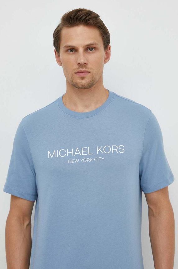 Βαμβακερό μπλουζάκι Michael Kors βαμβάκι μπλε CS4521H1V2