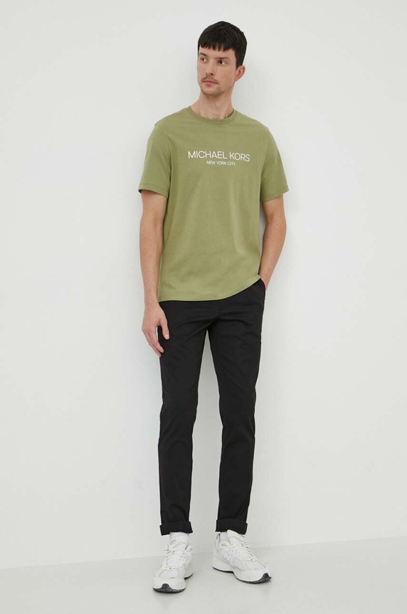 Michael Kors t-shirt bawełniany CS4521H1V2 zielony SS24