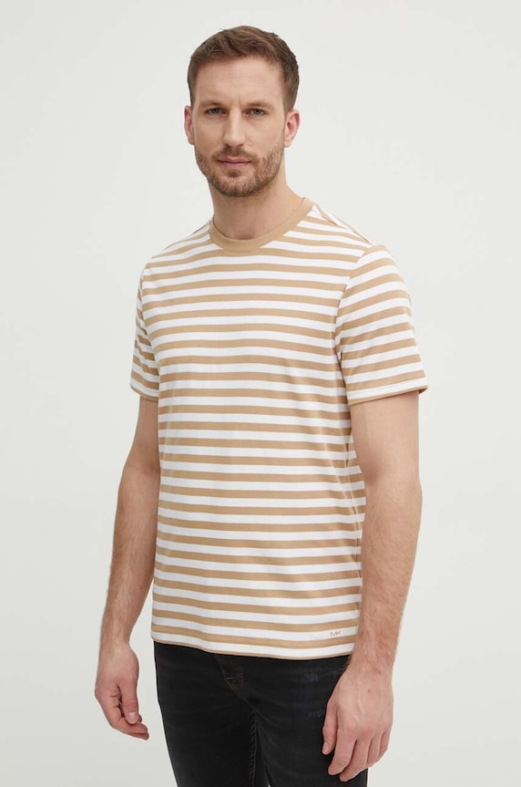 Bavlnené tričko Michael Kors regular béžová CR451V6AXY