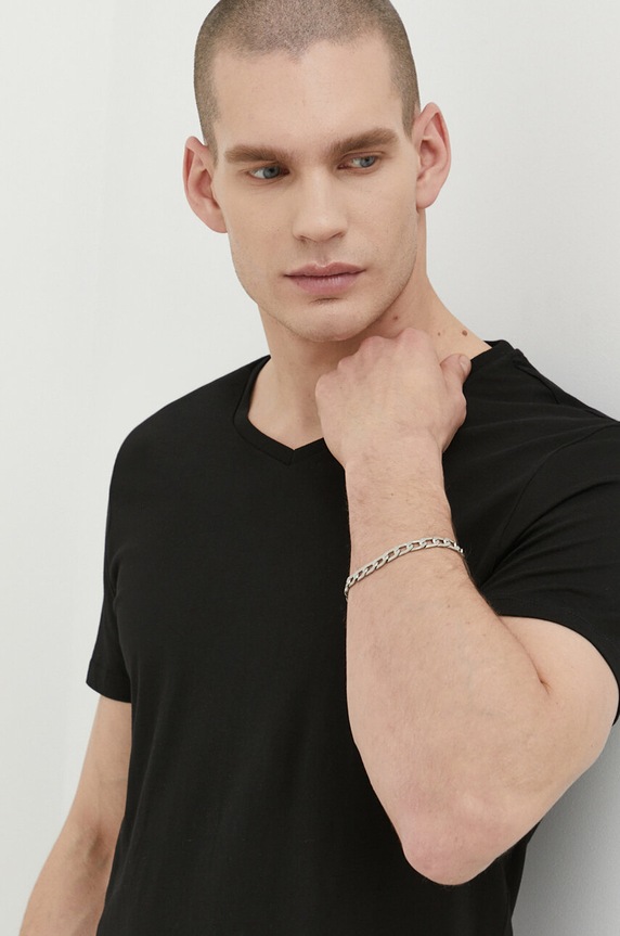 Diesel tricou din bumbac 3-pack negru 00SHGU.0LIAD