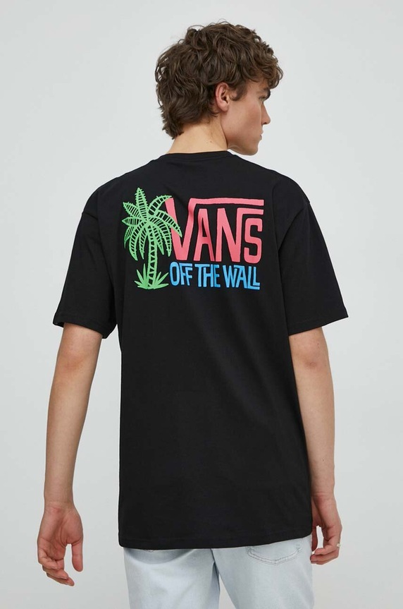 Bavlněné tričko Vans potisk černá VN000G58BLK1