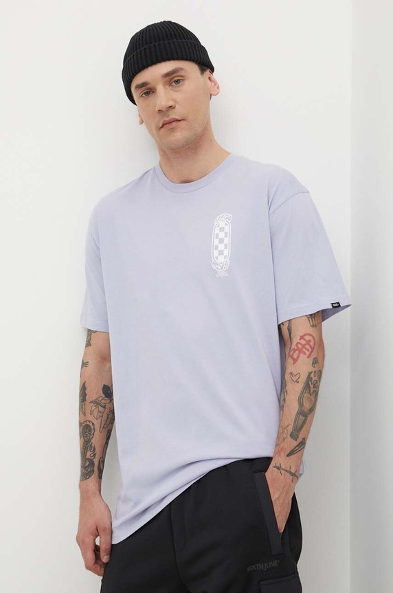 Βαμβακερό μπλουζάκι Vans βαμβάκι μωβ VN000G5PCR21