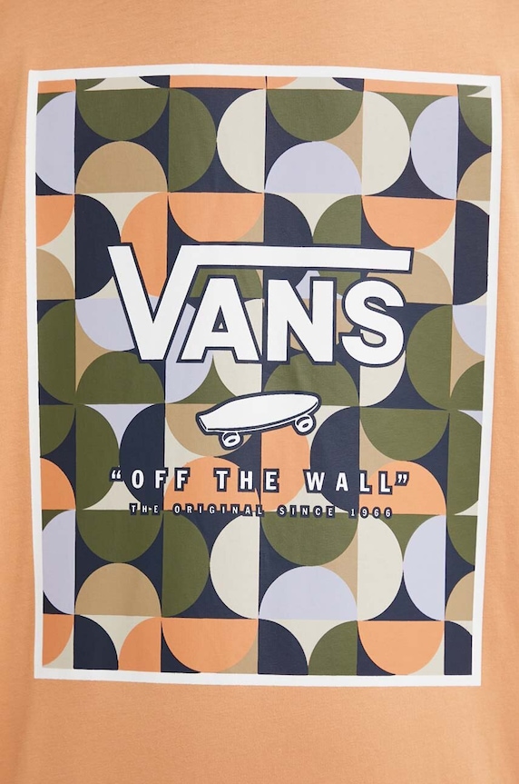 Βαμβακερό μπλουζάκι Vans VN0A5E7YD051 πορτοκαλί