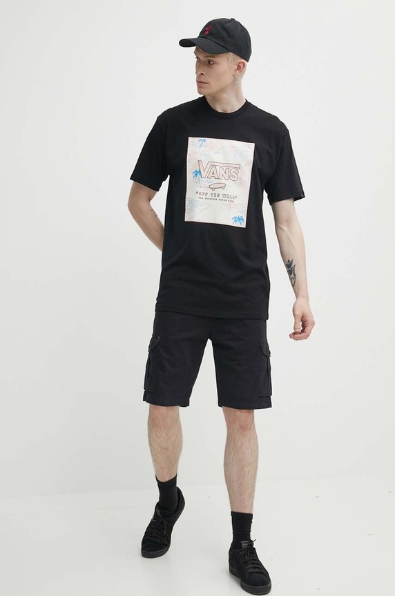 Bavlnené tričko Vans VN0A5E7YCYV1 čierna SS24